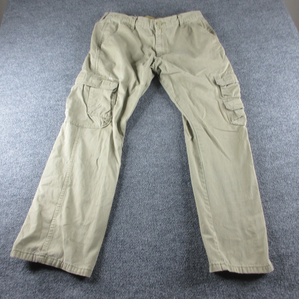 Wrangler Cargo Pants Mens 34x30 Beige Khaki Cotton Relaxed Fit Stretch‎ Utility